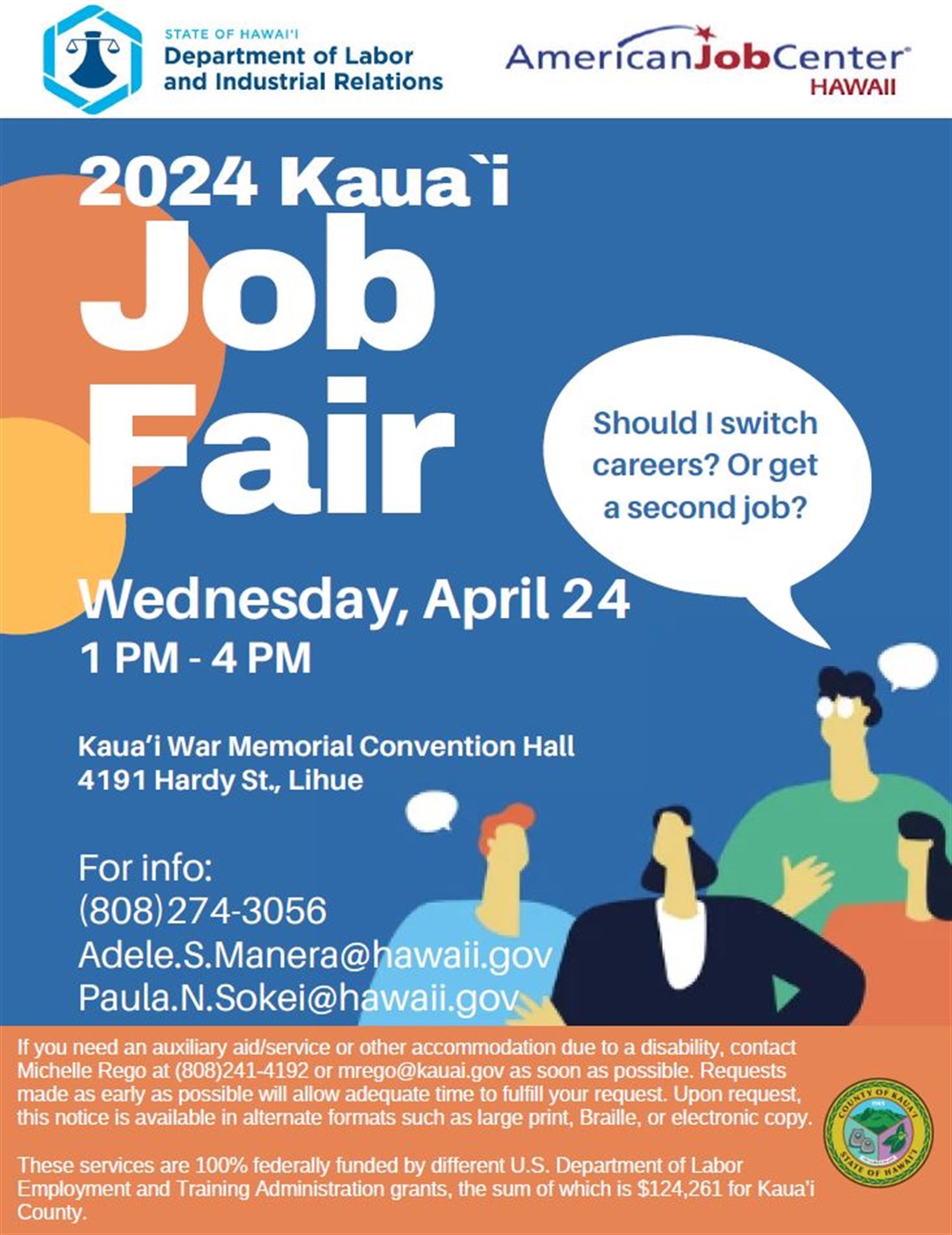 Kaua‘i job fair set for April 24 Kauai County, HI