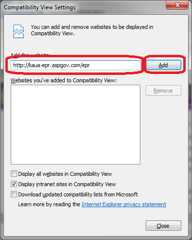 image click tools, compatibility View Settings
