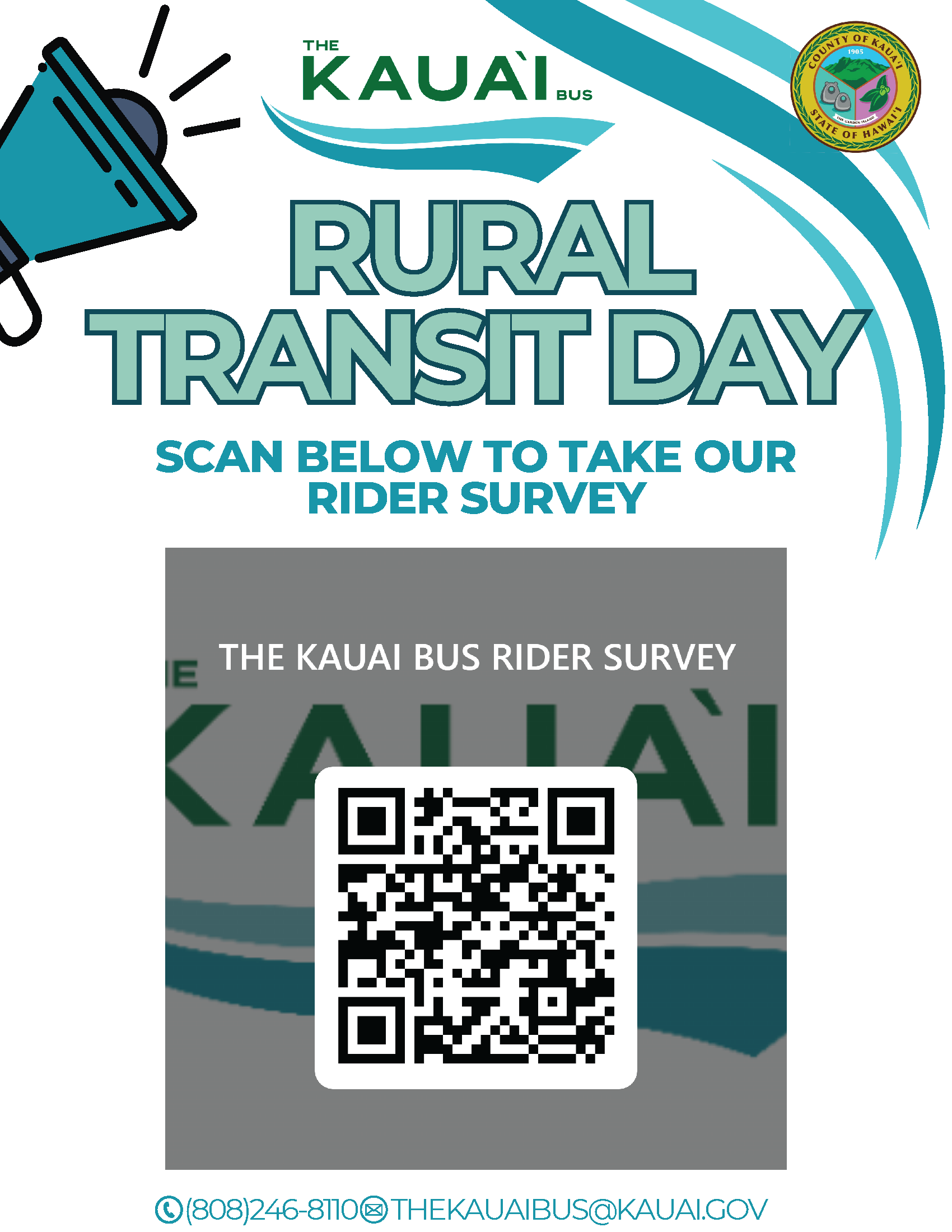 scan the QR code to take the Kauai bus rider survey